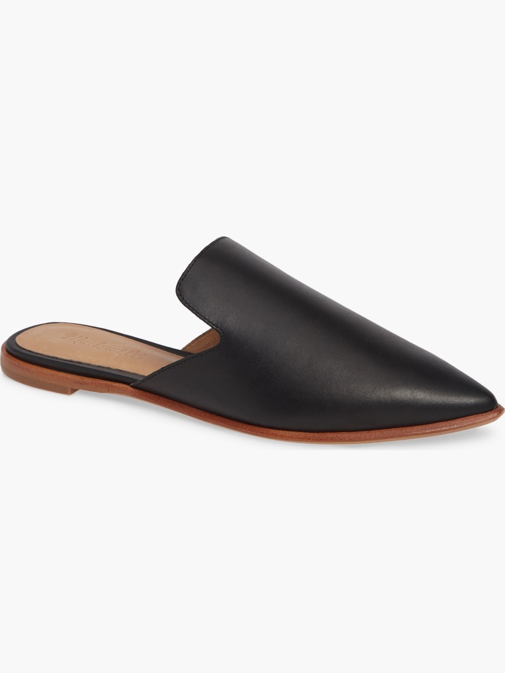 Madewell Gemma Mule Flats Pointed Toe Slip On Shoes Leather Black Brown Size 8.5